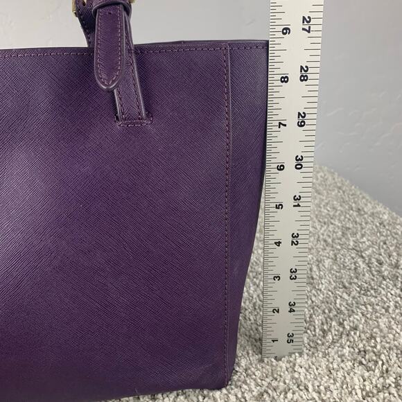 Tory Burch Leather York Buckle Tote Women's Purple Luxury Gold Tone Hardware - Picture 10 of 11